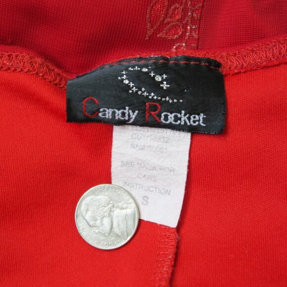Vintage 90s Candy Rocket Red Floral Ruffle Mini Dress - Picture 8 of 11